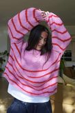 Big Softie Stripe Funnel Grunge Knit Bubblegum